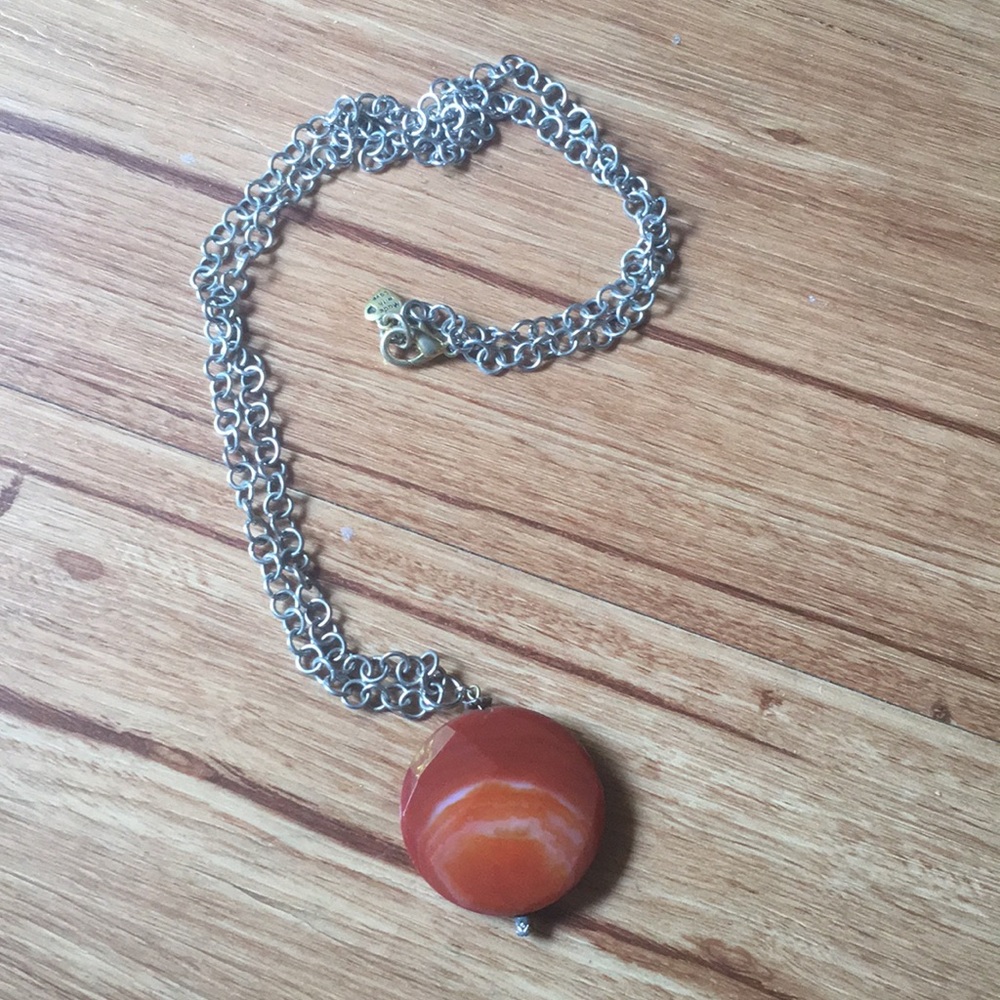 Orange Ombré Stone Chain Necklace